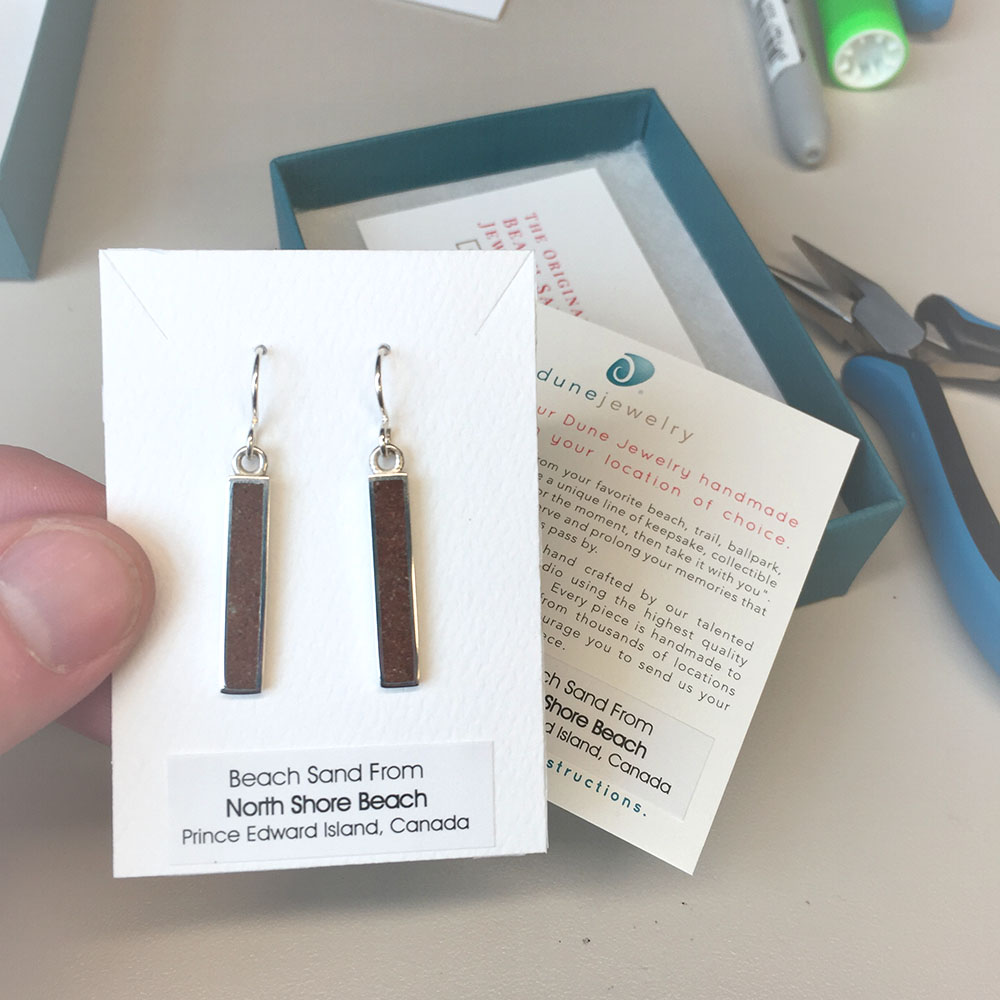 earrings handmade with sand