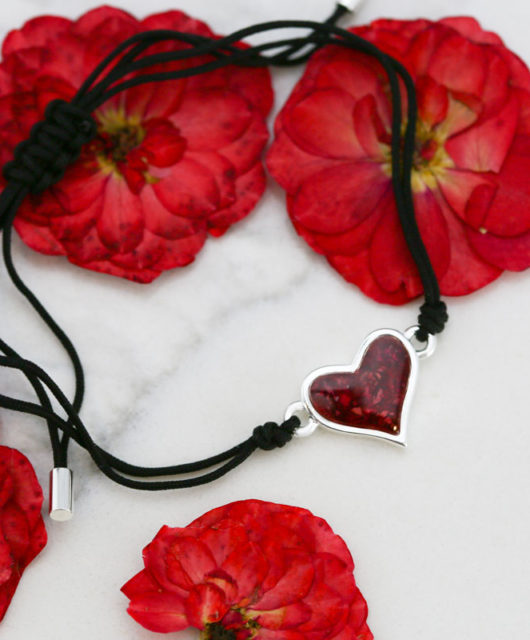 black cord heart bracelet