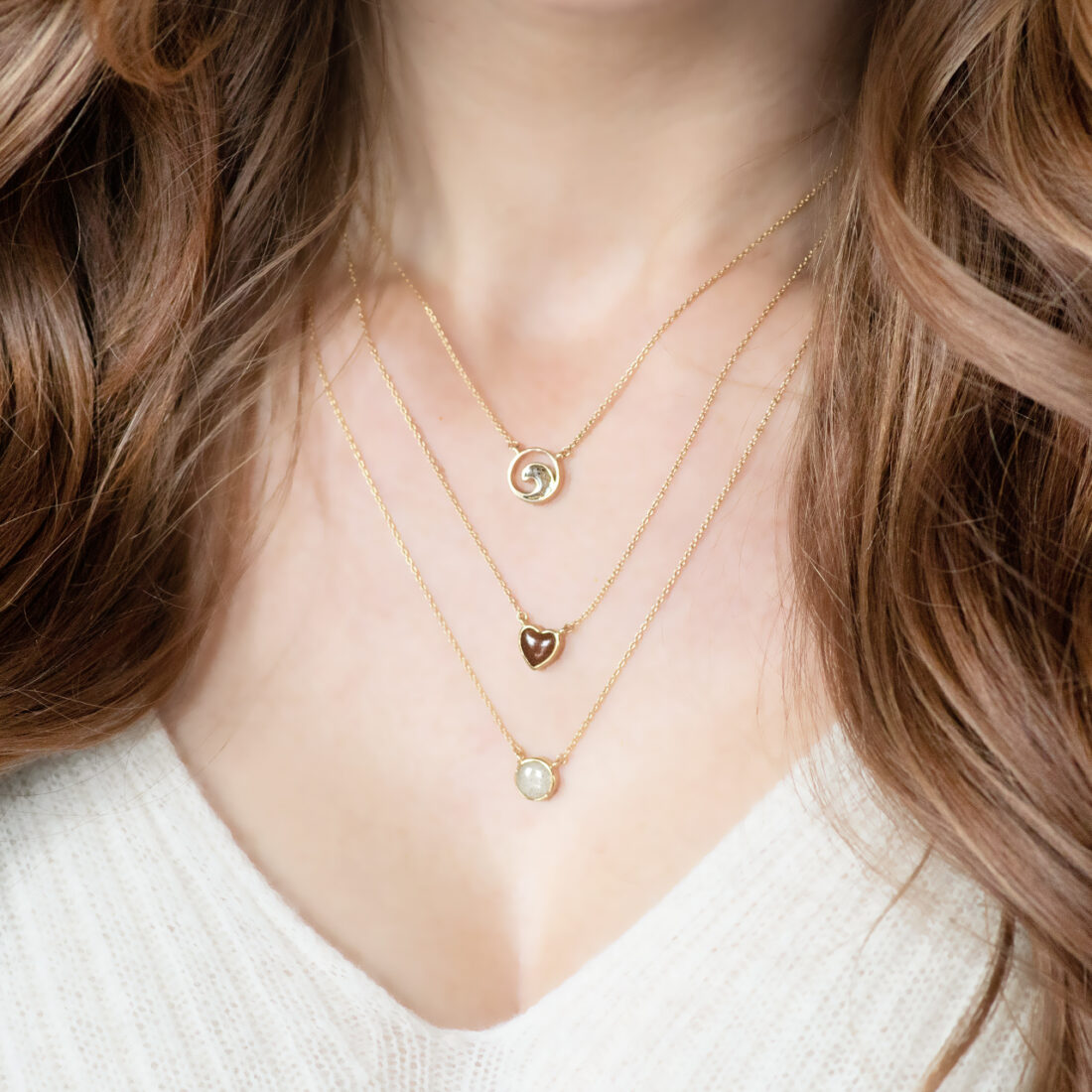 14k gold vermeil wave necklace