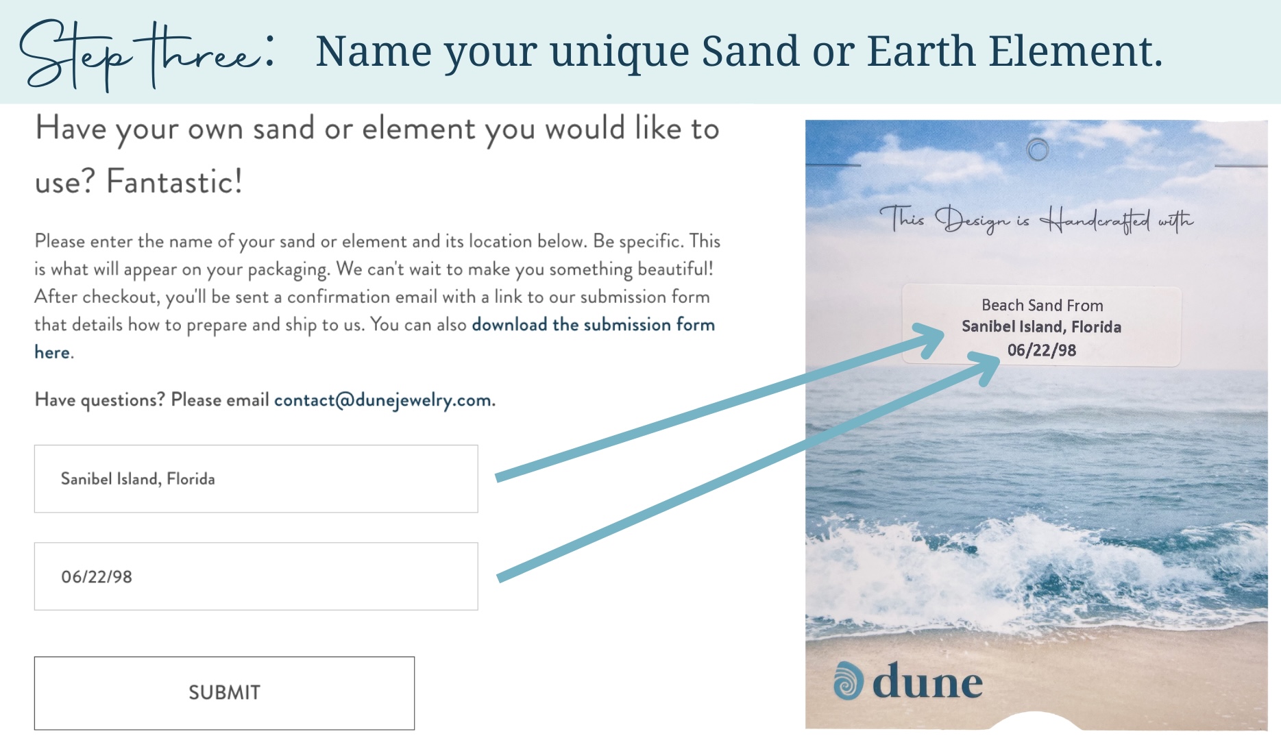 step 3 name your unique Sand or Earth Element