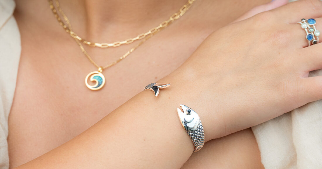 sterling silver salmon cuff