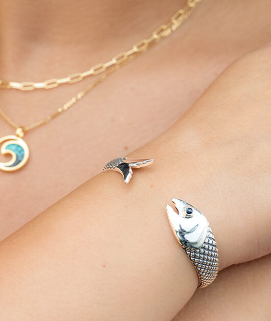 sterling silver salmon cuff