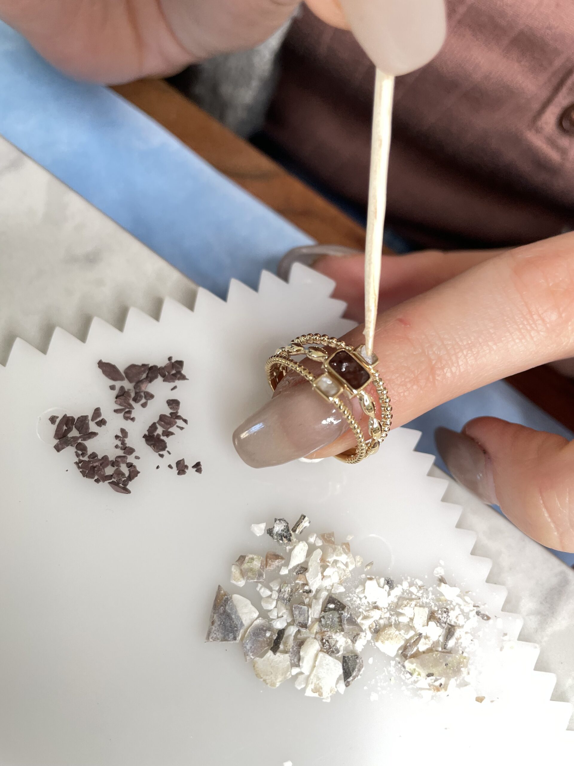 Handcrafting shot of Dune Jewelry's rings cremation jewelry