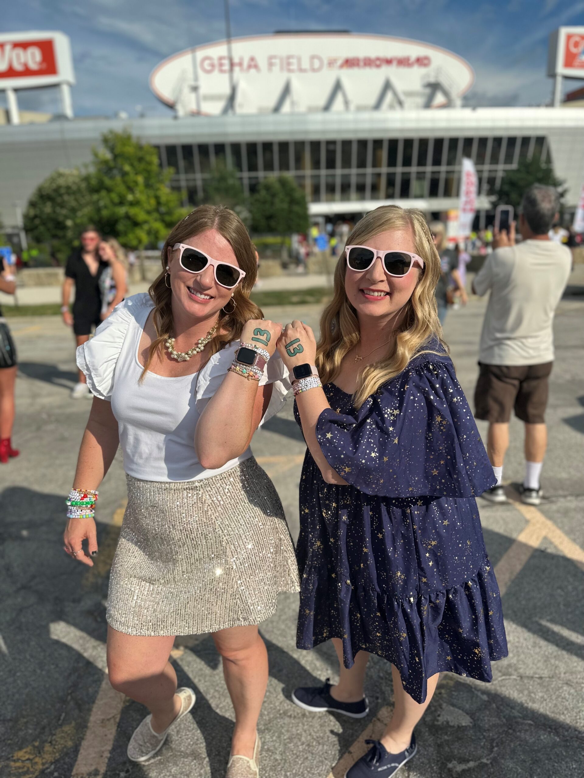 Alyssa and her sister at Arrowhead Stadium for Taylor's Swift Era's tour concert.