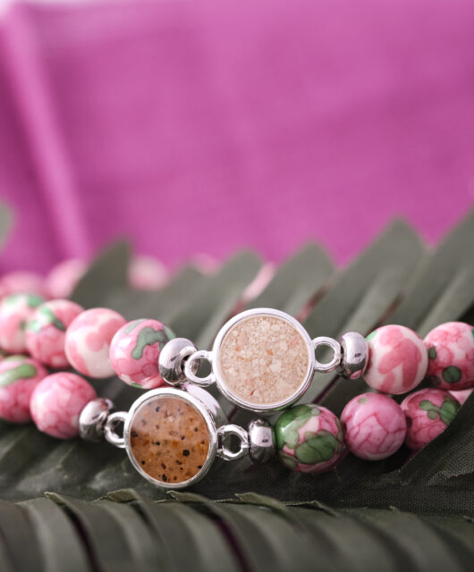 Dune Jewelry's Rain Flower Jade Beaded Bracelets, perfect crystal jewelry option for summer.