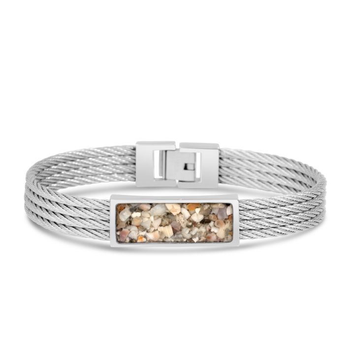 Dune Jewelry's Bar Mens Bracelet Nautical Steel Cable Bracelet for Dad.