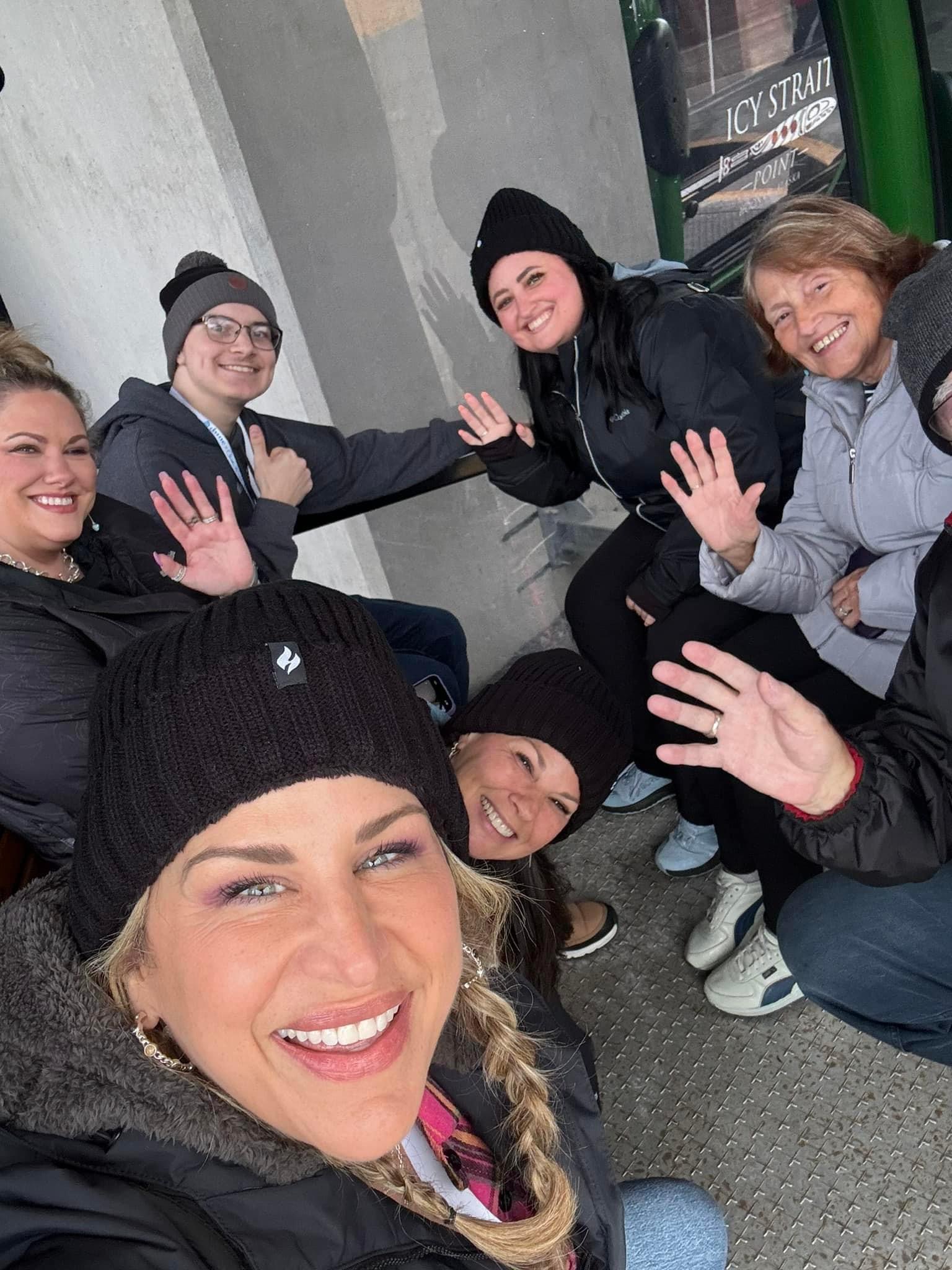 Holly Daniels Christensen, Ally G, and Dune Travel attendees. Friendships made on the Dune Travels cruise group trip.