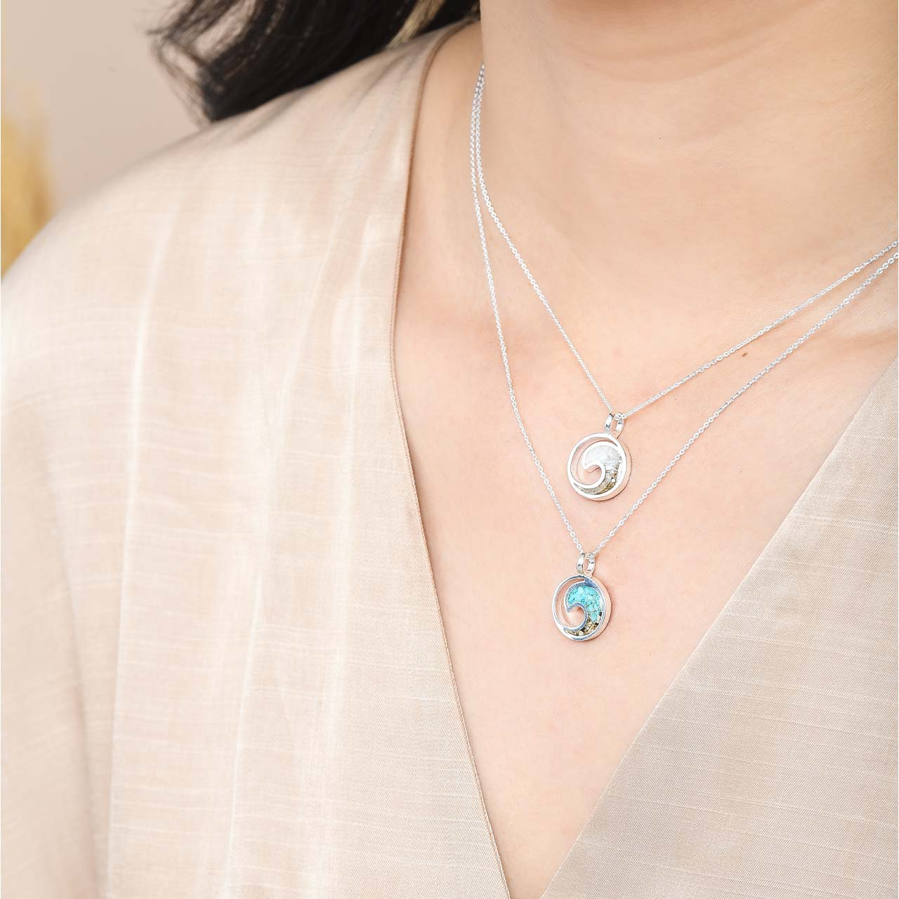 Wave Jewelry silver wave necklace, beach wedding jewelry and beach necklace.