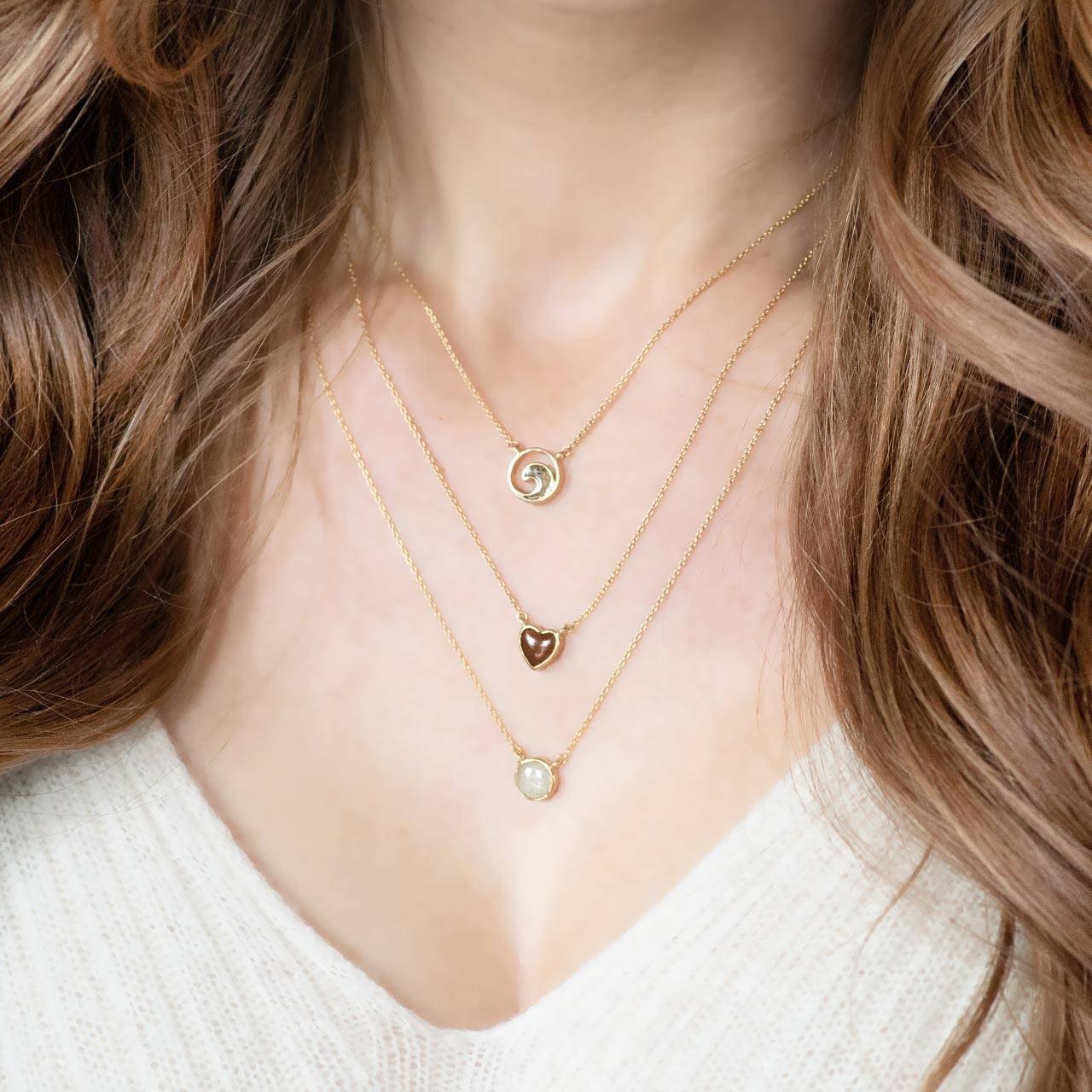 Delicate Dune Heart Necklace - 14k Gold Vermeil