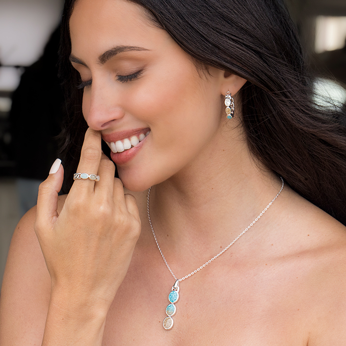 Milan Ring - Larimar & Sand
