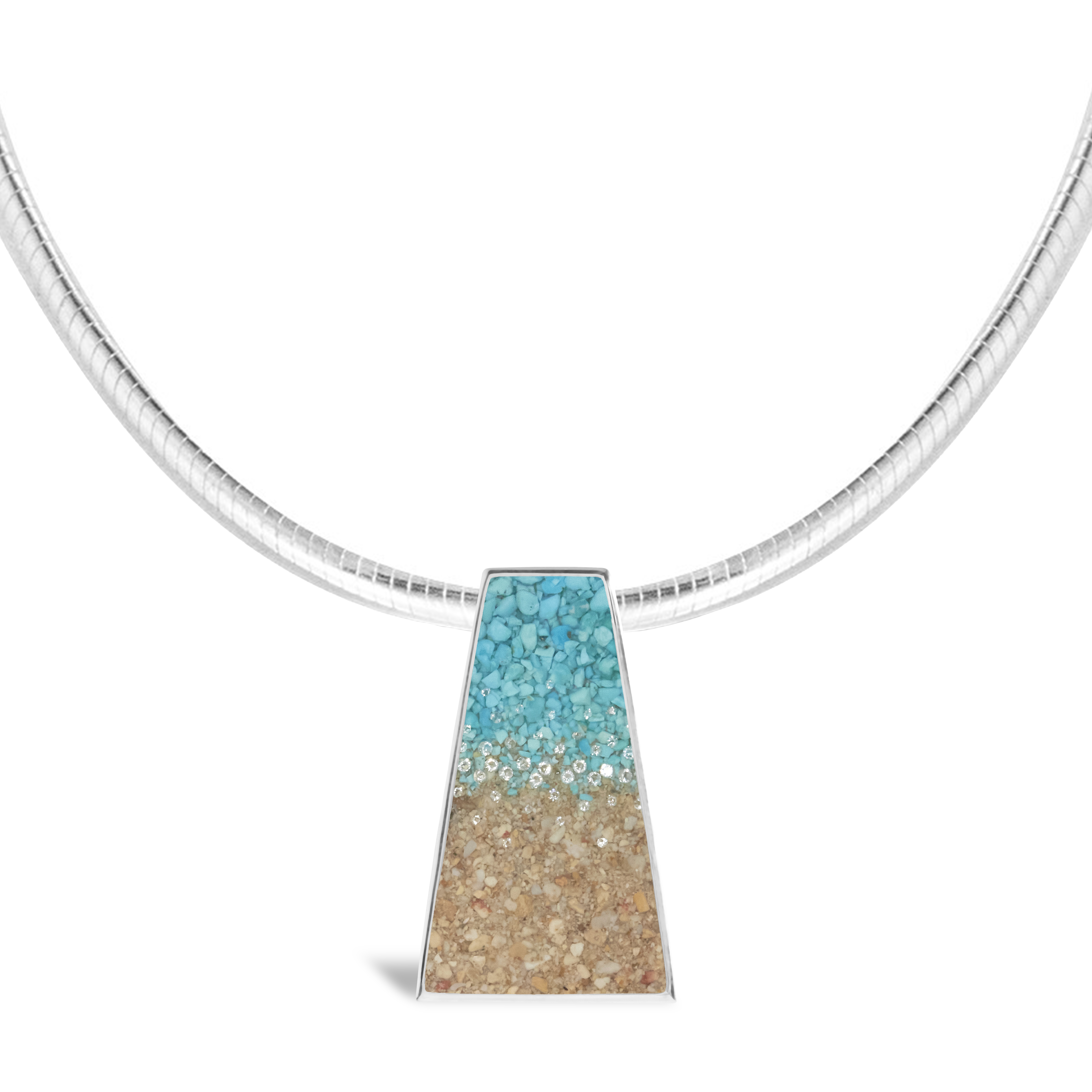 Athena Necklace - Diamond & Turquoise Gradient