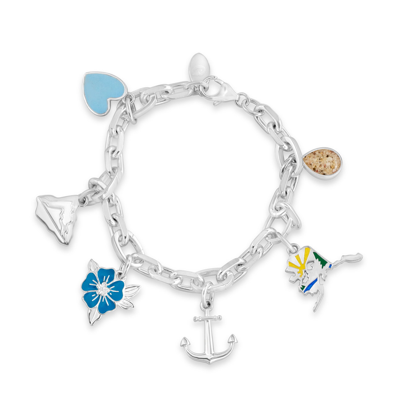 Travel charm bracelet with custom charms, nautical jewelry beach charm bracelet.