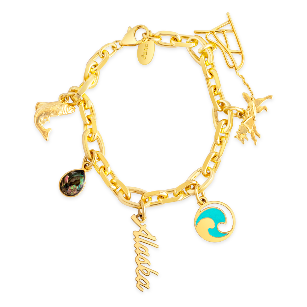 Travel charm bracelet with custom charms, nautical jewelry beach charm bracelet.