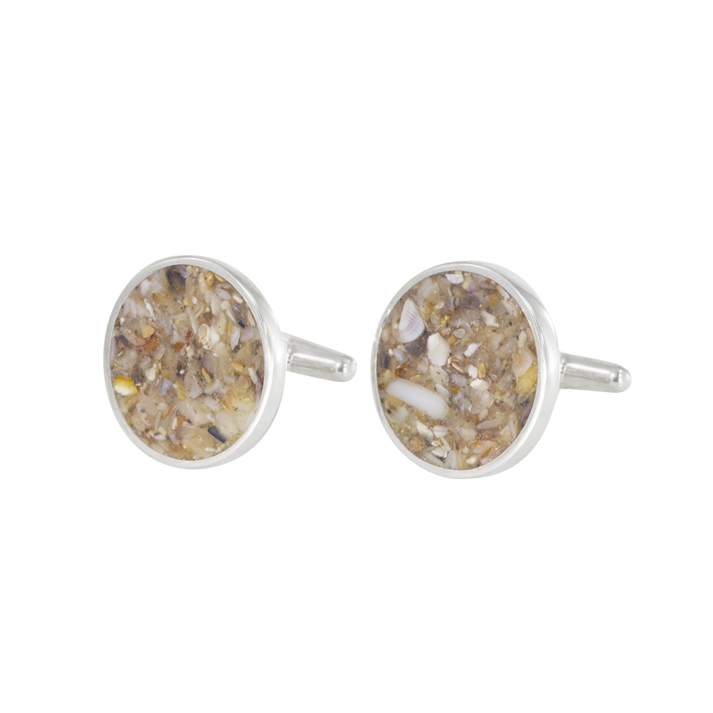 Round Sterling Silver Cufflinks | The Original Beach Sand Jewelry Co. | Dune Jewelry
