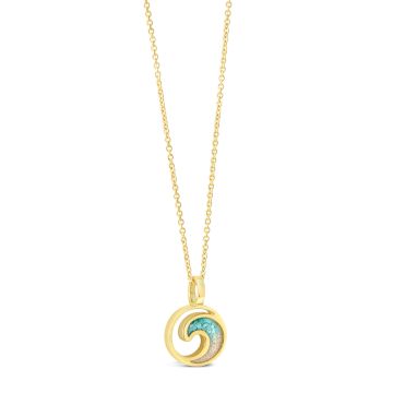 Wave Necklace 14k Yellow Gold - Turquoise Gradient