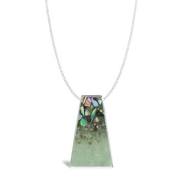 Athena customizable sterling silver statement necklace with Caribbean sand and turquoise blue healing stone elements on a chain. Goddess Necklace.