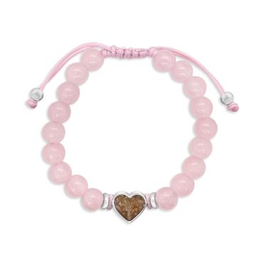 Beaded Bracelet Adjustable - Heart - Rose Quartz