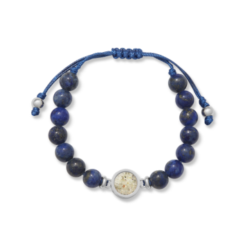 Beaded Bracelet Adjustable - Round - Lapis