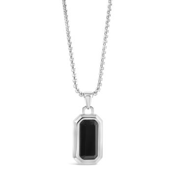 Mi Tesoro - Black Onyx Rolo Necklace - Silver
