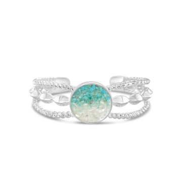 What is the best jewelry for a beach wedding? Handcrafted and personalized sterling silver boho cuff beachy bracelets featuring one large bezel filled with sand and earth elements. Beach bracelets. Ocean-inspired gifts.