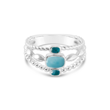 Boho Stack Ring Larimar and Apatite