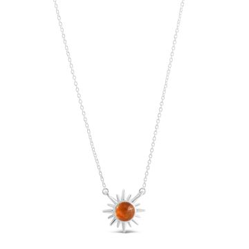 Sun necklace with delicate sunburst pendant and meaningful sand in sterling silver