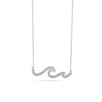 Diamond Double Wave Necklace - Sterling