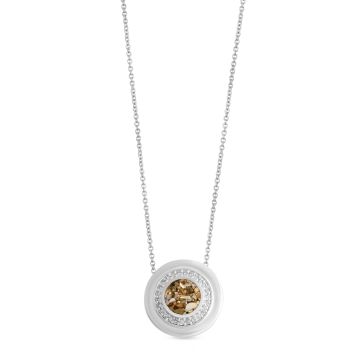 Diamond Halo Necklace 10mm - 14k White Gold