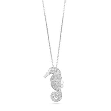 Diamond Seahorse Necklace - Sterling