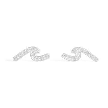 Ocean wave studs earrings, nautical earrings studs womens and custom jewelry gifts made with beach sand, gemstones, or elements. Real natural diamond jewelry.