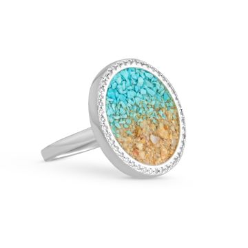 Diamond Solara Ring - Round - Sterling - Turquoise Gradient