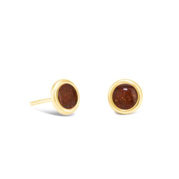 14k Gold stud earrings, classic round delicate earrings studs womens and custom jewelry gifts made with beach sand, gemstones, or elements.