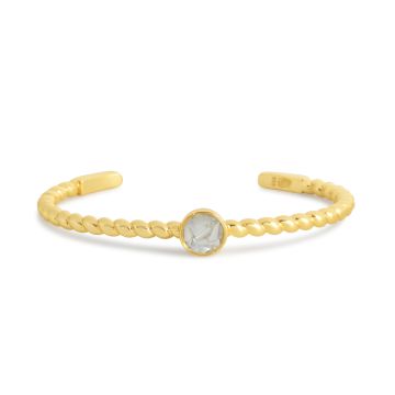 Essential Rope Cuff Bracelet - Round - 14k Gold Vermeil - Mother of Pearl