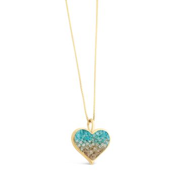 Heart of Sand Necklace - 14k Gold Vermeil - Diamond & Turquoise Gradient