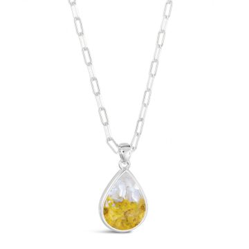 Large Teardrop Necklace - Dune Silver - Mother of Pearl Gradient