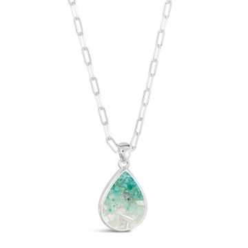 Large Teardrop Necklace - Dune Silver - Turquoise Gradient