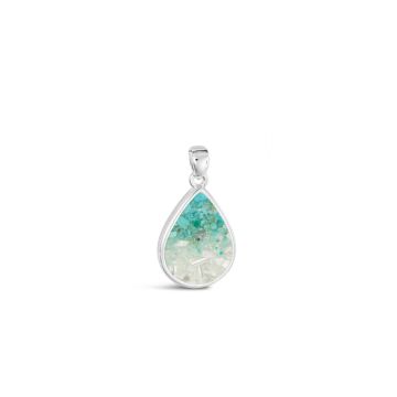 Large Teardrop Pendant - Dune Silver - Turquoise Gradient