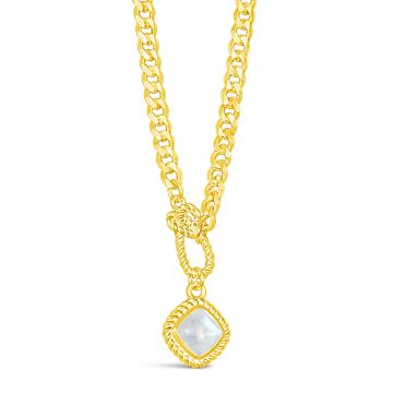 Sterling silver and gold vermeil Mariner’s Moonstone design featuring a radiant rainbow moonstone necklace in a nautical knot design, the perfect nautical jewelry for her, for ocean-inspired elegance.