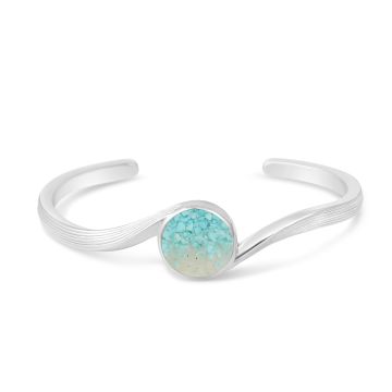 Ocean Waves Cuff Bracelet - Dune Silver - Turquoise Gradient