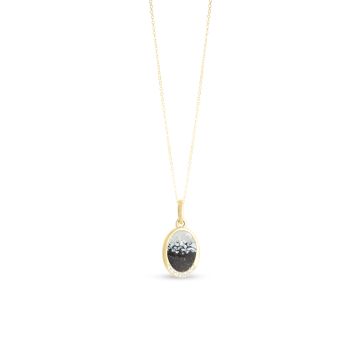 Oval Necklace with White Topaz - Dune Gold - Mother of Pearl Gradient