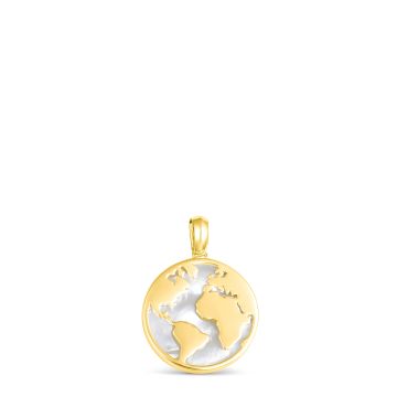 Globe World Traveler Necklace By Christine Kesteloo - Mother of Pearl - 14k Gold Vermeil