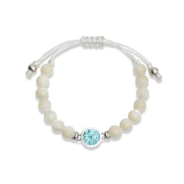 Beaded Bracelet Adjustable - Round - Mother of Pearl