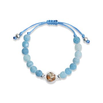 Beaded Bracelet Adjustable - Round - Weathered Agate
