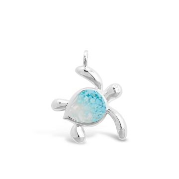 Turtle Charm - Dune Silver - Turquoise Gradient