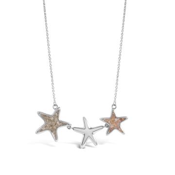 Starfish Family Necklace handcrafted in Dune Silver with two customizable sand settings, personalized beach jewelry inspired by the ocean.