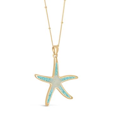 Starfish Necklace - Dune Gold - Turquoise Gradient