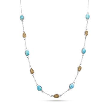 Stepping Stone Necklace - Larimar & Sand