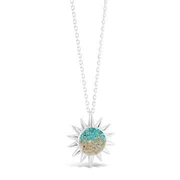 The Sun Necklace - Short - Dune Silver - Turquoise Gradient