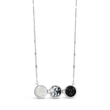 Triple Bezel Organic Stationary Necklace - Mother of Pearl Gradient