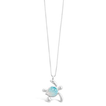 Turtle Necklace - Dune Silver - Turquoise Gradient